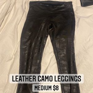 Faux leather camo leggings
